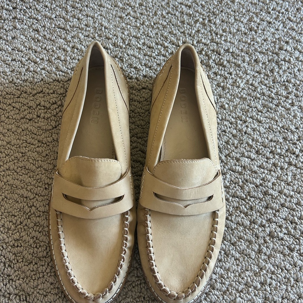 Boden Beige Leather Loafers